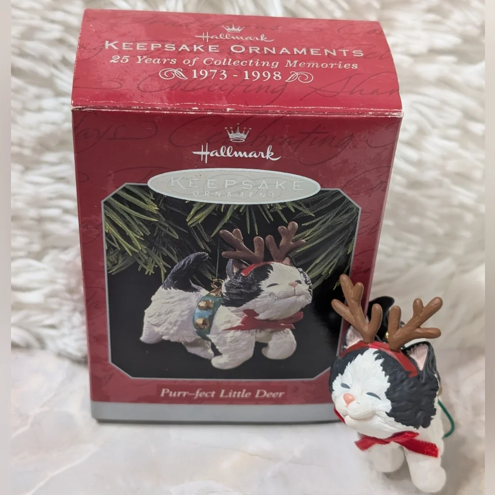 Vintage Hallmark 1998 Kitty Keepsake Ornament Purr-fect Little Deer